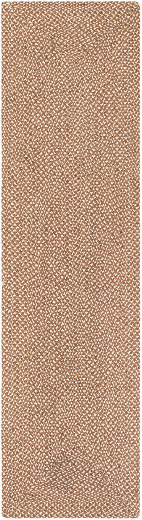 Light Brown 3' x 10' Tweed Braided Jute Runner Rug