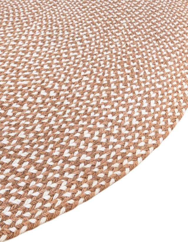Light Brown 8' x 8' Tweed Braided Jute Round Rug