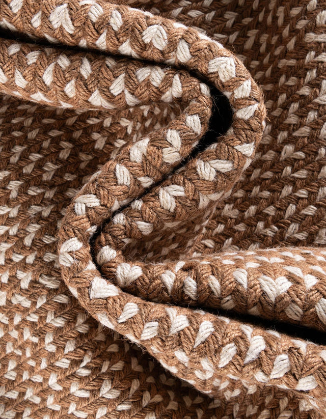 Light Brown 2' x 2' Tweed Braided Jute Round Rug