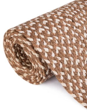 Light Brown 6' 1 x 6' 1 Tweed Braided Jute Round Rug