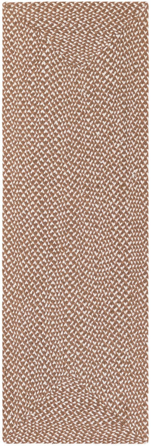 Light Brown 2' x 6' 1 Tweed Braided Jute Runner Rug