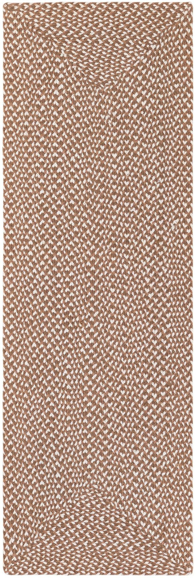 Light Brown 2' x 6' 1 Tweed Braided Jute Runner Rug