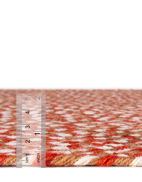 Rust Red 5' 1 x 8' Tweed Braided Jute Rectangle Rug