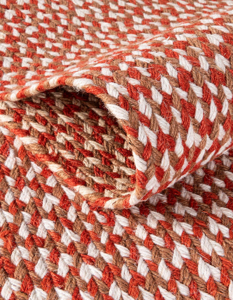 Rust Red 2' x 3' 1 Tweed Braided Jute Rectangle Area Rug 100% All Natural Jute Hand Braided in India Carpet for Unique Luxury Home Interiors for Sale at Rug Engine