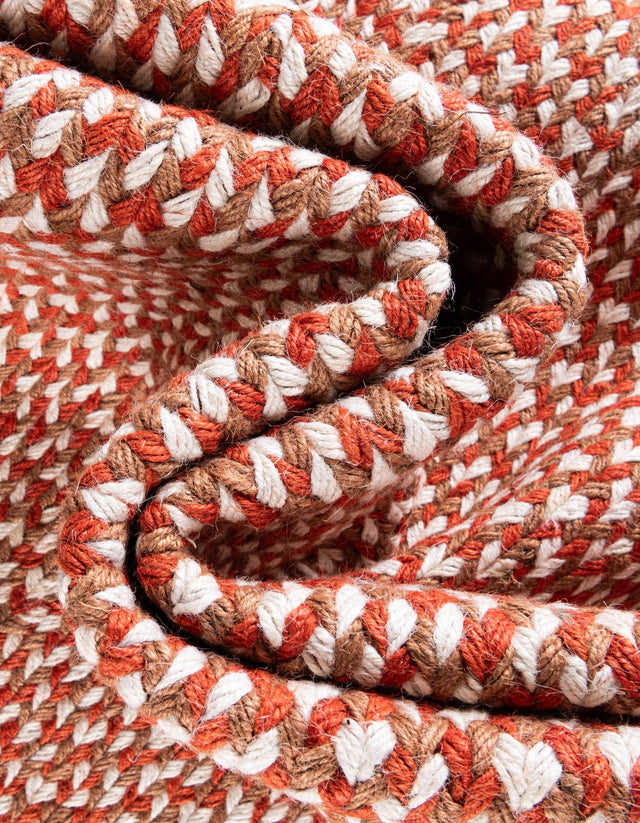 Rust Red 5' 1 x 8' Tweed Braided Jute Rectangle Rug