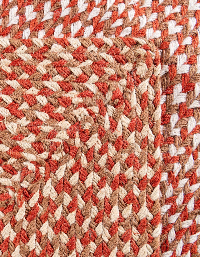 Rust Red 5' 1 x 8' Tweed Braided Jute Rectangle Rug