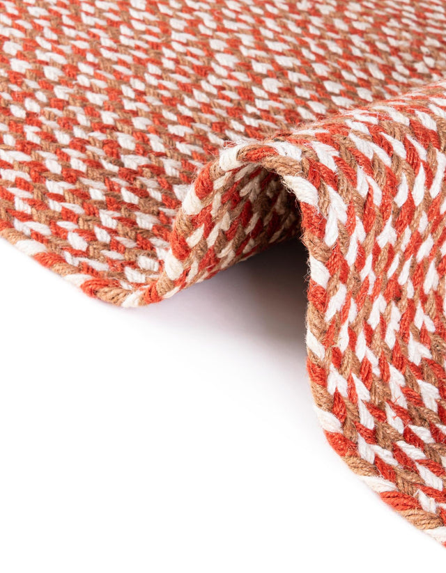Rust Red 5' 1 x 8' Tweed Braided Jute Rectangle Rug