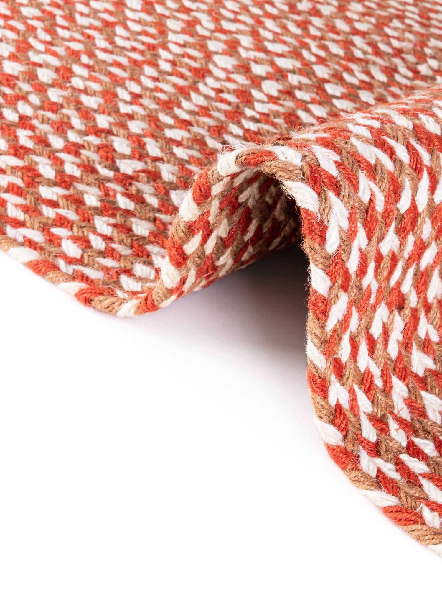 Rust Red 2' x 3' 1 Tweed Braided Jute Rectangle Area Rug 100% All Natural Jute Hand Braided in India Carpet for Unique Luxury Home Interiors for Sale at Rug Engine
