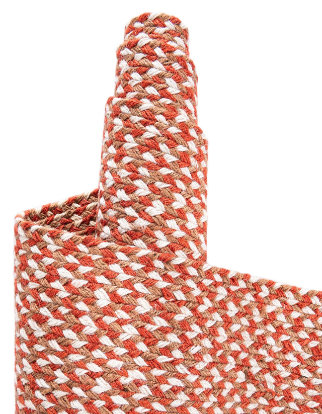 Rust Red 5' 1 x 8' Tweed Braided Jute Rectangle Rug