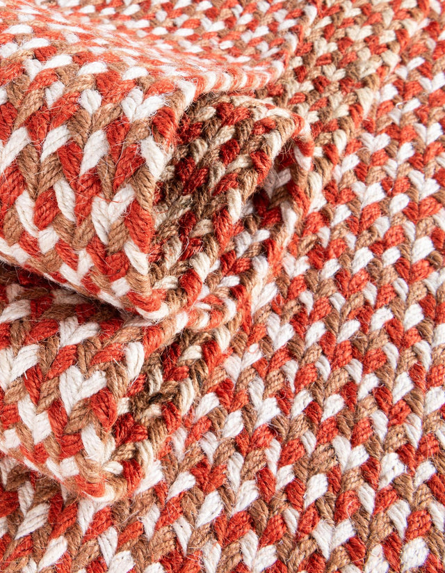 Rust Red 5' 1 x 8' Tweed Braided Jute Rectangle Rug