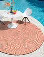 Rust Red 8' x 8' Tweed Braided Jute Round Rug