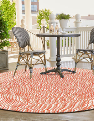 Rust Red 6' 1 x 6' 1 Tweed Braided Jute Round Rug