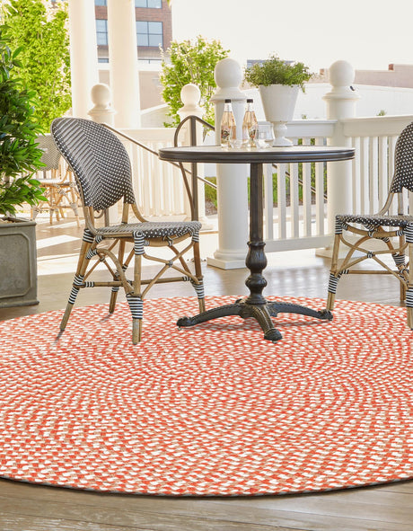 Rust Red 6' 1 x 6' 1 Tweed Braided Jute Round Area Rug 100% All Natural Jute Hand Braided in India Carpet for Unique Luxury Home Interiors for Sale at Rug Engine