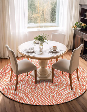 Rust Red 6' 1 x 6' 1 Tweed Braided Jute Round Rug