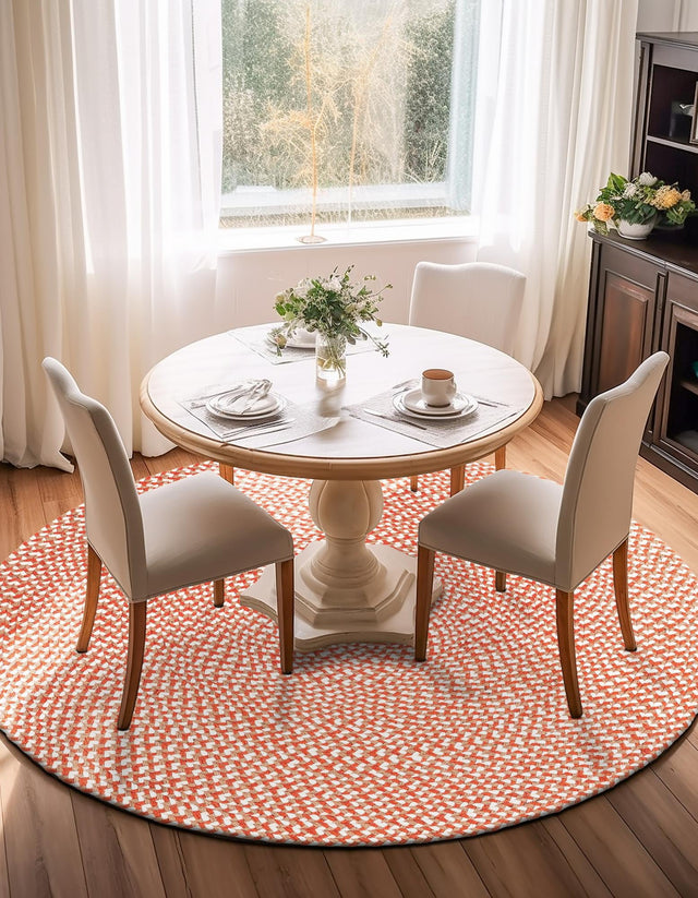 Rust Red 6' 1 x 6' 1 Tweed Braided Jute Round Rug