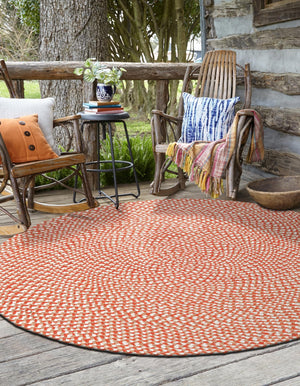 Rust Red 6' 1 x 6' 1 Tweed Braided Jute Round Rug