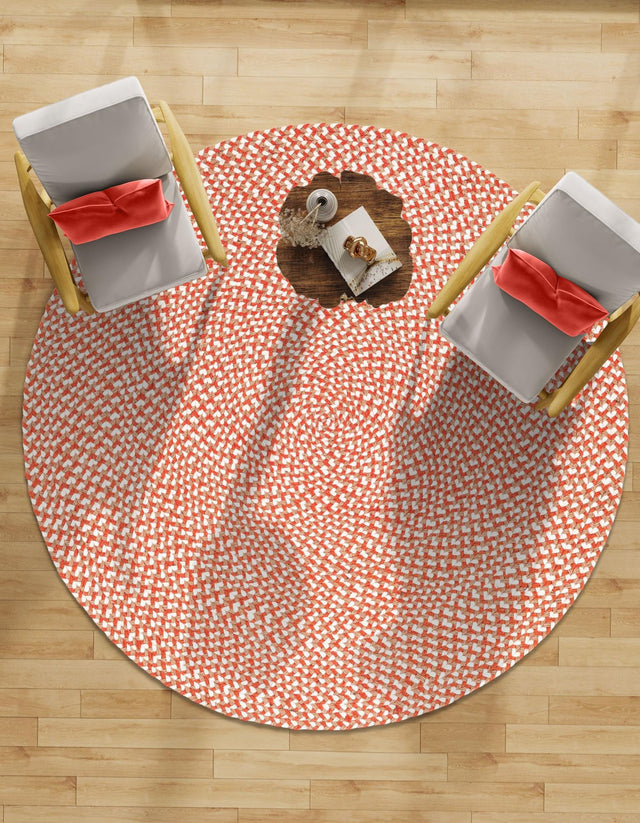 Rust Red 6' 1 x 6' 1 Tweed Braided Jute Round Rug