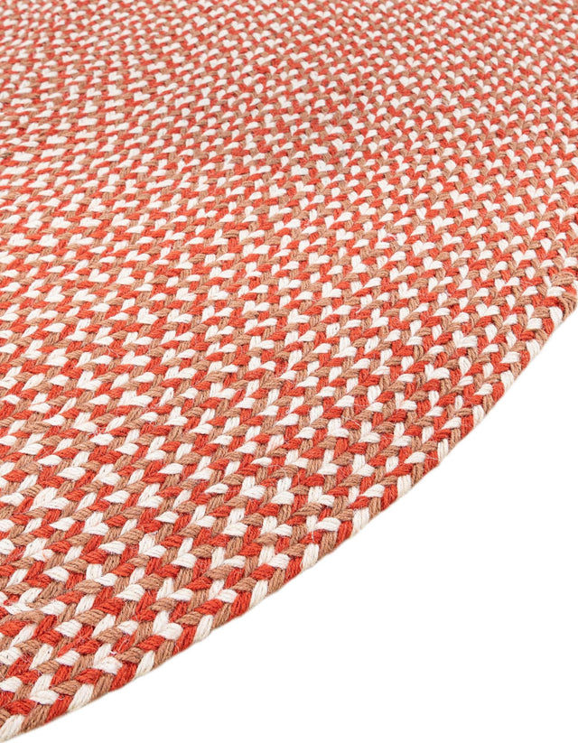 Rust Red 10' x 10' Tweed Braided Jute Round Rug