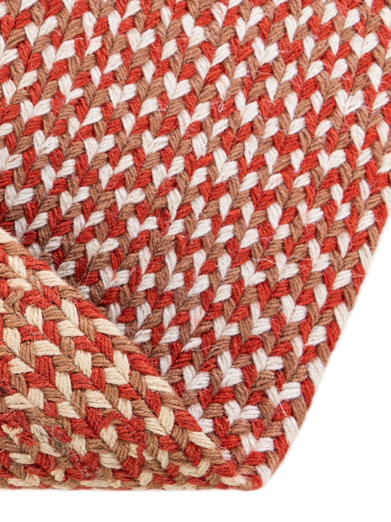 Rust Red 4' 1 x 4' 1 Tweed Braided Jute Round Area Rug 100% All Natural Jute Hand Braided in India Carpet for Unique Luxury Home Interiors for Sale at Rug Engine
