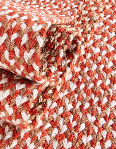 Rust Red 2' 7 x 10' Tweed Braided Jute Runner Area Rug 100% All Natural Jute Hand Braided in India Carpet for Unique Luxury Home Interiors for Sale at Rug Engine