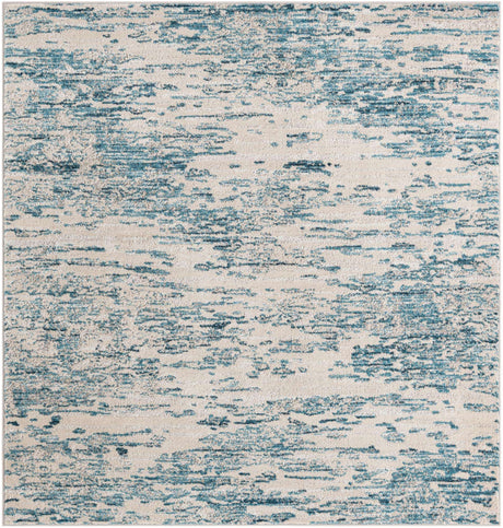 Blue 7' 1 x 7' 1 Oasis Square Area Rug 65% Polypropylene & 35% Polyester Contemporary Carpet for Living Rooms, Bedroom, Kitchen, Dining, Office for Sale at Rug Engine