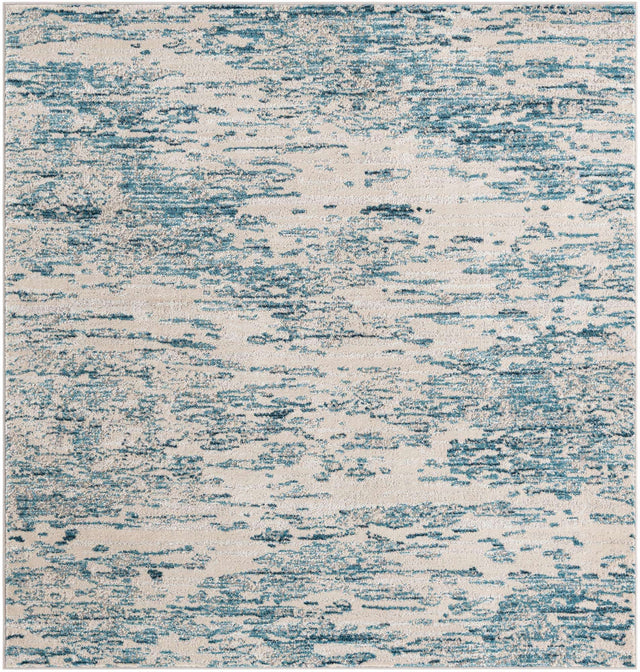 Blue 7' 1 x 7' 1 Oasis Square Area Rug 65% Polypropylene & 35% Polyester Contemporary Carpet for Living Rooms, Bedroom, Kitchen, Dining, Office for Sale at Rug Engine