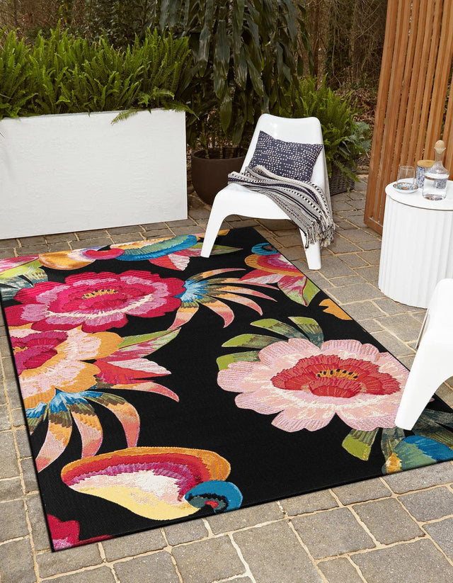 Multicolor 5' 1 x 8' Outdoor Botanical Rectangle Area Rug Weather Resistant for Patio, Deck, Terrace, Balcony, Porch Polypropylene Garden Floral Tropical Carpet for Sale at Rug Engine