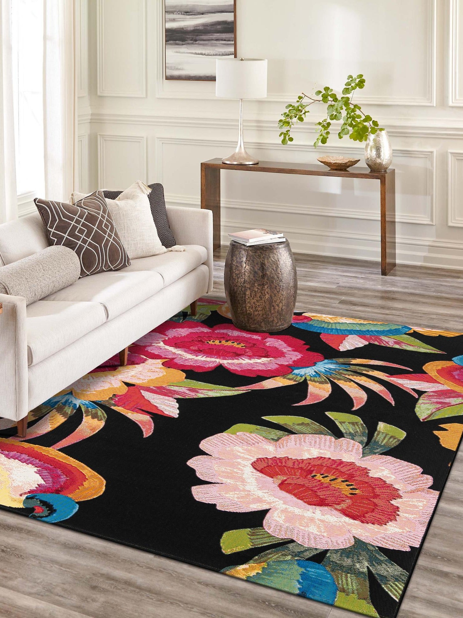 Multicolor 5' 1 x 8' Outdoor Botanical Rectangle Area Rug Weather Resistant for Patio, Deck, Terrace, Balcony, Porch Polypropylene Garden Floral Tropical Carpet for Sale at Rug Engine