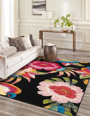 Multicolor 6' 1 x 9' Outdoor Botanical Rectangle Area Rug Weather Resistant for Patio, Deck, Terrace, Balcony, Porch Polypropylene Garden Floral Tropical Carpet for Sale at Rug Engine
