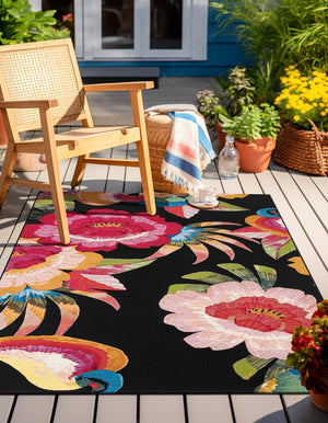 Multicolor 2' x 3' 1 Outdoor Botanical Rectangle Area Rug Weather Resistant for Patio, Deck, Terrace, Balcony, Porch Polypropylene Garden Floral Tropical Carpet for Sale at Rug Engine