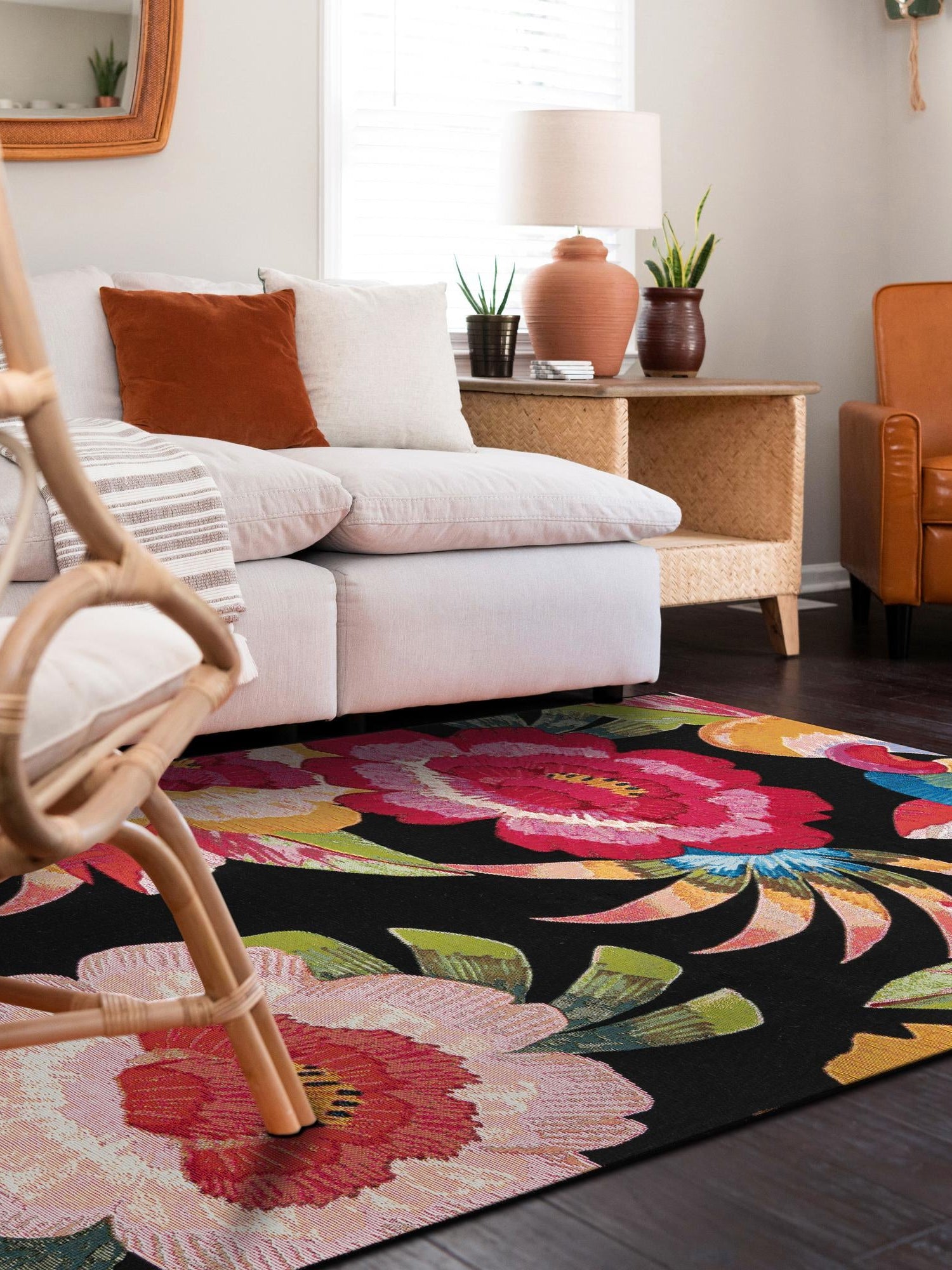 Multicolor 10' x 14' 1 Outdoor Botanical Rectangle Area Rug Weather Resistant for Patio, Deck, Terrace, Balcony, Porch Polypropylene Garden Floral Tropical Carpet for Sale at Rug Engine