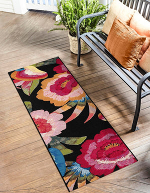 Multicolor 2' x 6' 1 Outdoor Botanical Runner Area Rug Weather Resistant for Patio, Deck, Terrace, Balcony, Porch Polypropylene Garden Floral Tropical Carpet for Sale at Rug Engine