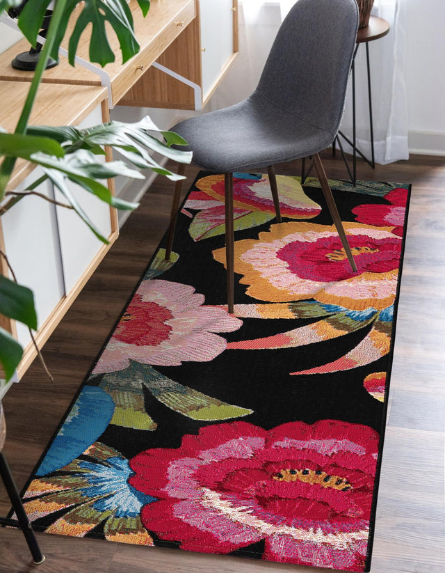 Multicolor 2' 7 x 10' Outdoor Botanical Runner Area Rug Weather Resistant for Patio, Deck, Terrace, Balcony, Porch Polypropylene Garden Floral Tropical Carpet for Sale at Rug Engine