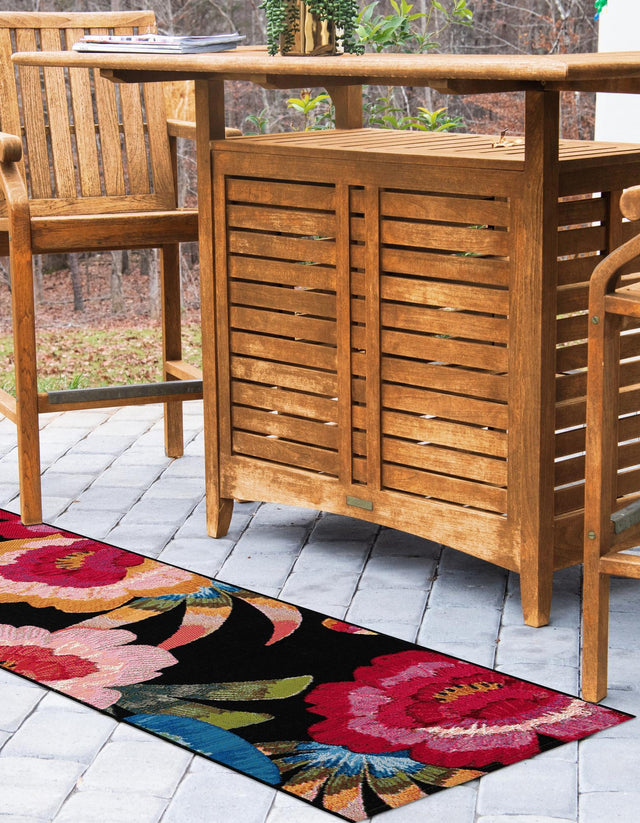 Multicolor 2' x 6' 1 Outdoor Botanical Runner Area Rug Weather Resistant for Patio, Deck, Terrace, Balcony, Porch Polypropylene Garden Floral Tropical Carpet for Sale at Rug Engine