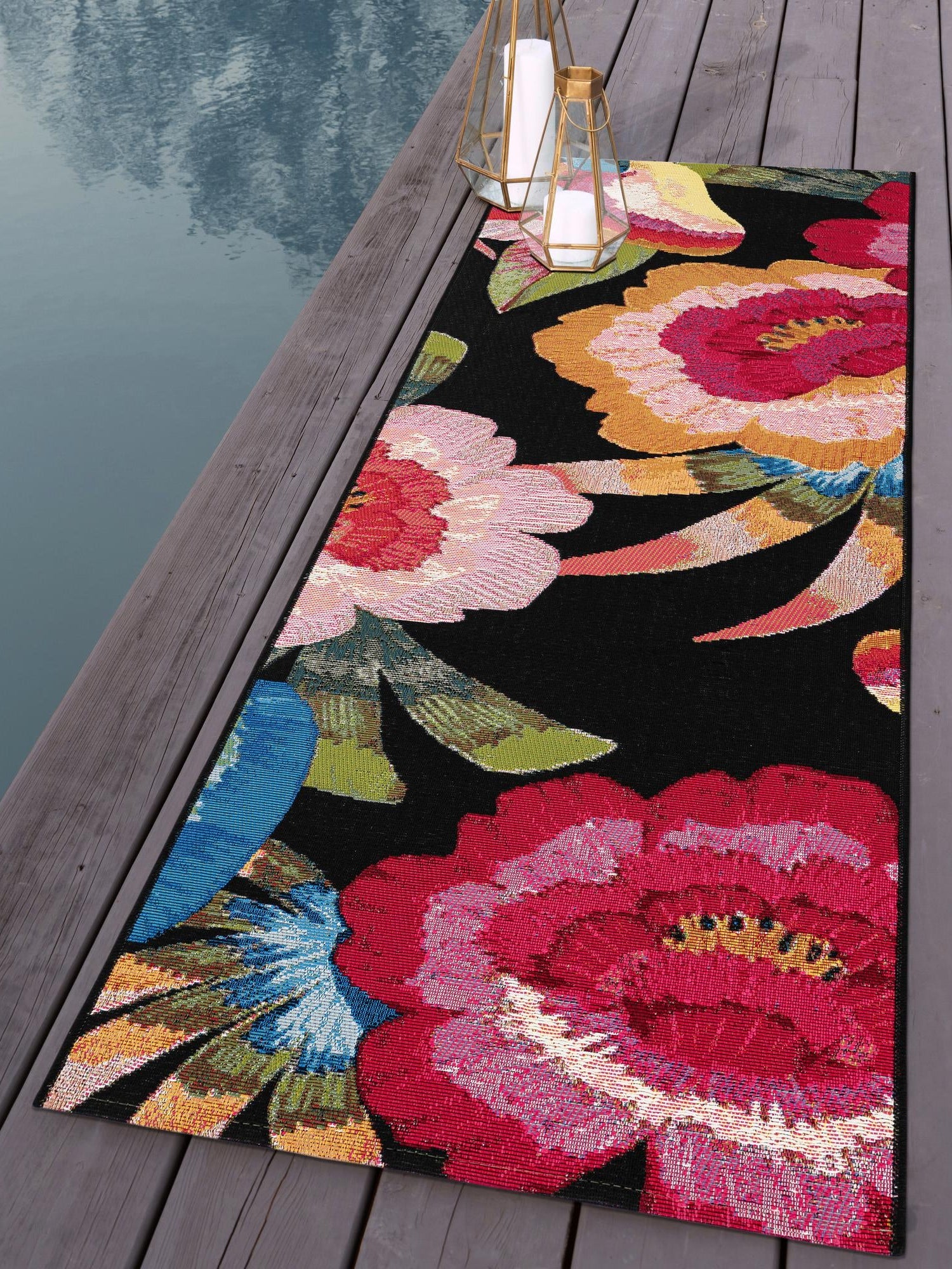 Multicolor 2' x 8' Outdoor Botanical Runner Area Rug Weather Resistant for Patio, Deck, Terrace, Balcony, Porch Polypropylene Garden Floral Tropical Carpet for Sale at Rug Engine