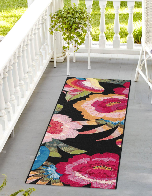 Multicolor 2' x 6' 1 Outdoor Botanical Runner Area Rug Weather Resistant for Patio, Deck, Terrace, Balcony, Porch Polypropylene Garden Floral Tropical Carpet for Sale at Rug Engine