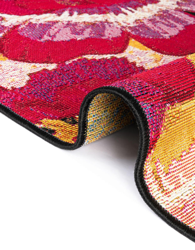 Multicolor 4' 1 x 4' 1 Outdoor Botanical Round Area Rug Weather Resistant for Patio, Deck, Terrace, Balcony, Porch Polypropylene Garden Floral Tropical Carpet for Sale at Rug Engine