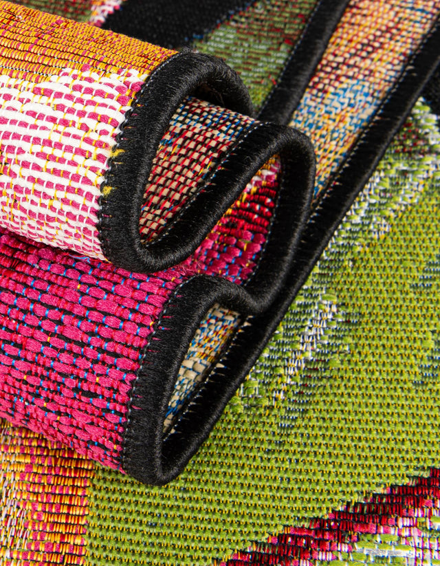 Multicolor 3' 1 x 3' 1 Outdoor Botanical Round Rug