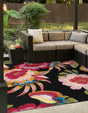 Multicolor 7' 10 x 7' 10 Outdoor Botanical Square Area Rug Weather Resistant for Patio, Deck, Terrace, Balcony, Porch Polypropylene Garden Floral Tropical Carpet for Sale at Rug Engine