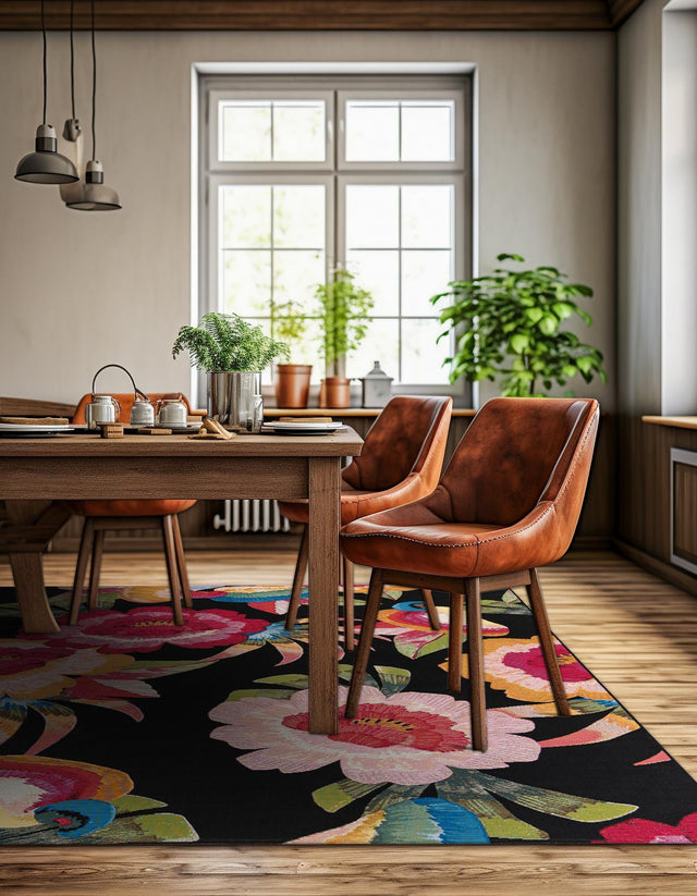 Multicolor 8' x 8' Outdoor Botanical Square Rug