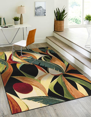 Multicolor 5' 1 x 8' Outdoor Botanical Rectangle Area Rug Weather Resistant for Patio, Deck, Terrace, Balcony, Porch Polypropylene Garden Floral Tropical Carpet for Sale at Rug Engine