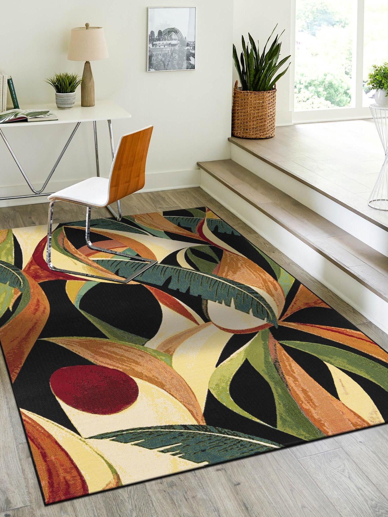 Multicolor 2' x 3' 1 Outdoor Botanical Rectangle Area Rug Weather Resistant for Patio, Deck, Terrace, Balcony, Porch Polypropylene Garden Floral Tropical Carpet for Sale at Rug Engine