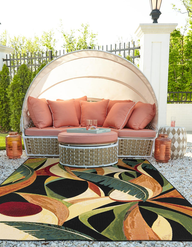 Multicolor 2' x 3' 1 Outdoor Botanical Rectangle Area Rug Weather Resistant for Patio, Deck, Terrace, Balcony, Porch Polypropylene Garden Floral Tropical Carpet for Sale at Rug Engine