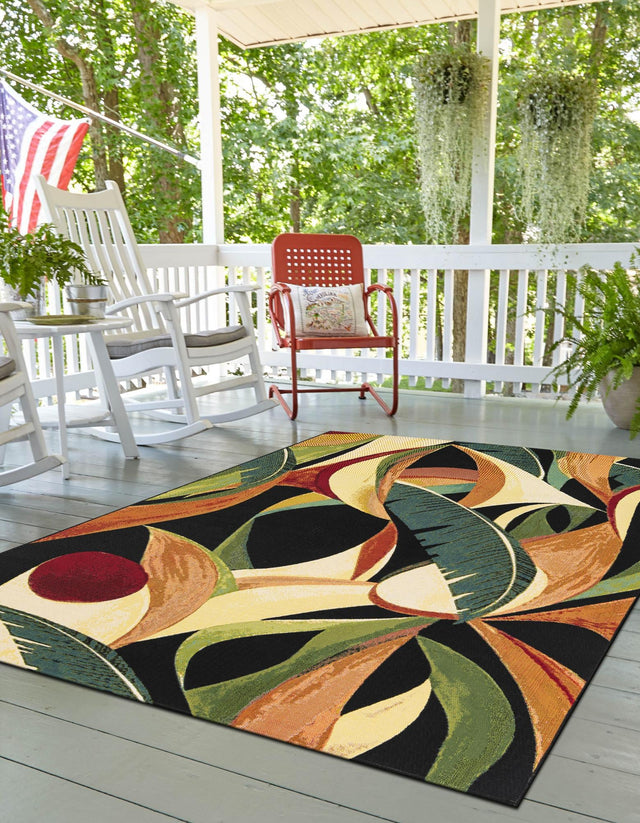 Multicolor 6' 1 x 9' Outdoor Botanical Rectangle Rug