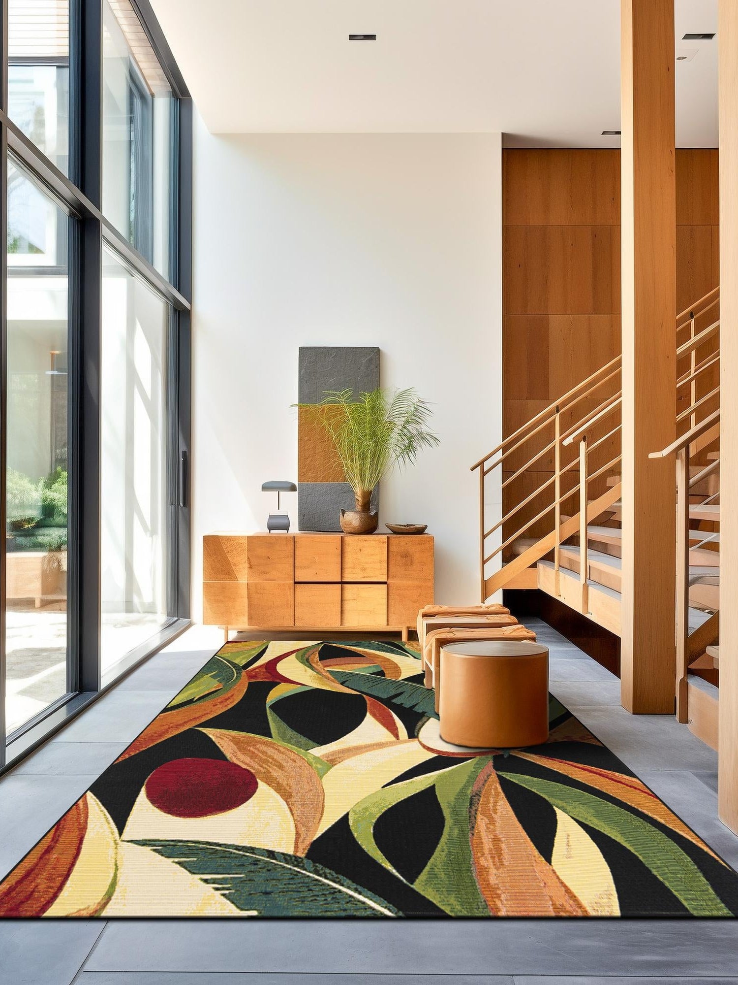 Multicolor 4' 1 x 6' 1 Outdoor Botanical Rectangle Area Rug Weather Resistant for Patio, Deck, Terrace, Balcony, Porch Polypropylene Garden Floral Tropical Carpet for Sale at Rug Engine