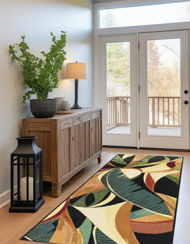 Multicolor 2' x 6' 1 Outdoor Botanical Runner Area Rug Weather Resistant for Patio, Deck, Terrace, Balcony, Porch Polypropylene Garden Floral Tropical Carpet for Sale at Rug Engine