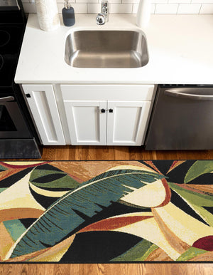 Multicolor 3' x 12' Outdoor Botanical Runner Rug