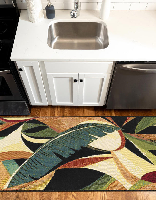 Multicolor 3' x 12' Outdoor Botanical Runner Rug