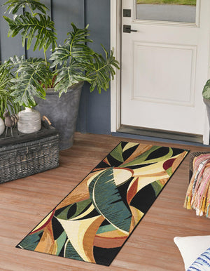 Multicolor 2' x 6' 1 Outdoor Botanical Runner Area Rug Weather Resistant for Patio, Deck, Terrace, Balcony, Porch Polypropylene Garden Floral Tropical Carpet for Sale at Rug Engine