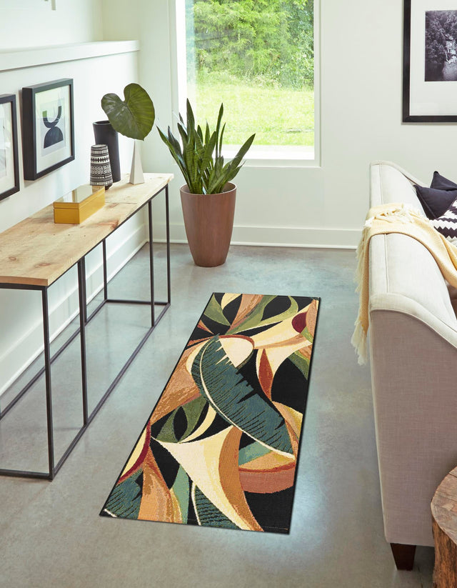 Multicolor 3' x 12' Outdoor Botanical Runner Rug